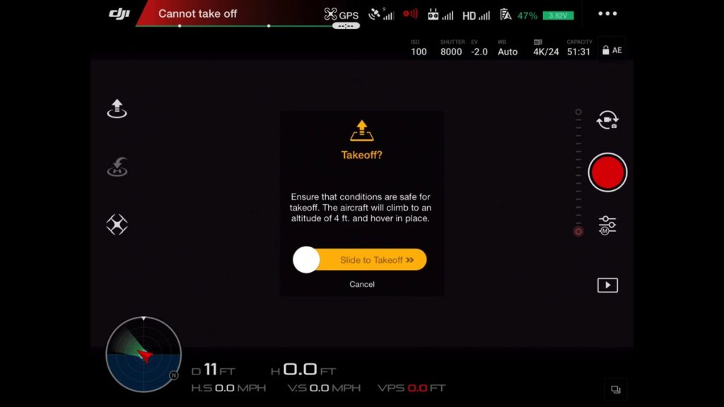 Dji mavic cannot take off sale no gps