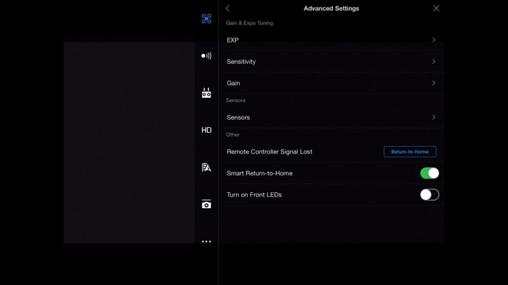 Gain & Expo Settings-DJI Go App Drone