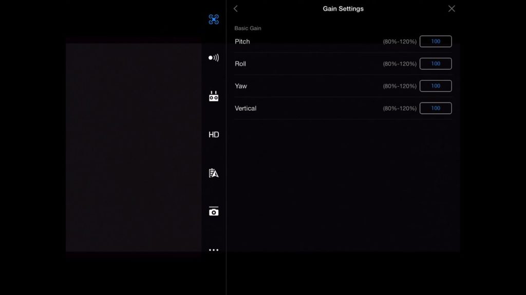 Gain & Expo Settings - Gain-DJI Go App Drone