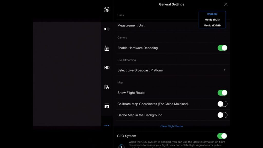 General Settings-DJI Go App Drone