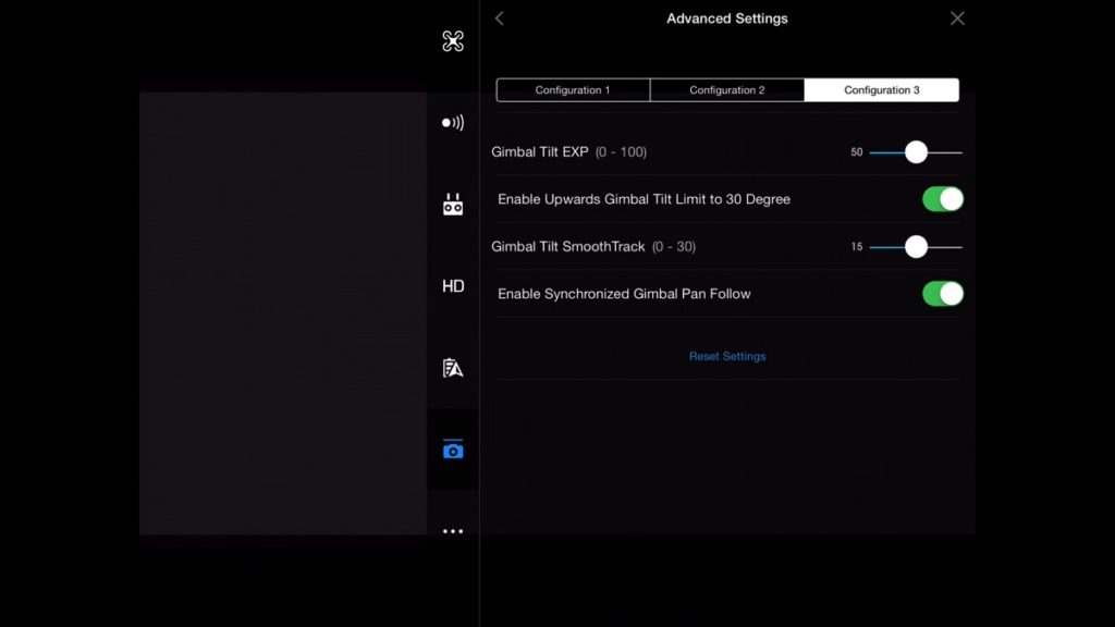 Gimbal Settings - Advanced Settings-DJI Go App Drone