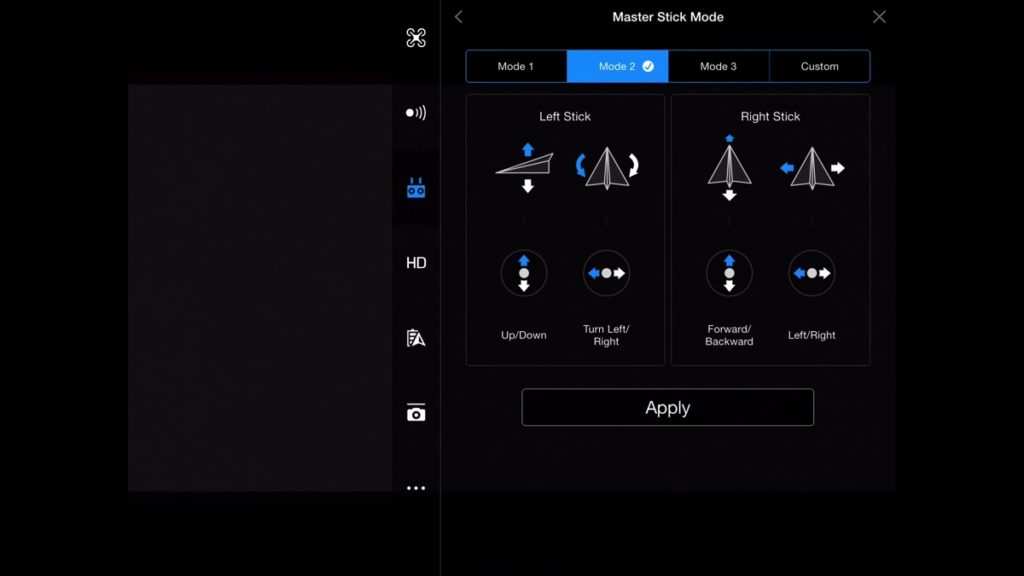 Master Stick Mode 2-DJI Go App Drone