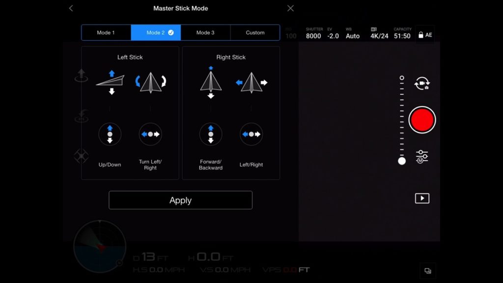 Master Stick Mode 2 - DJI Go App drone