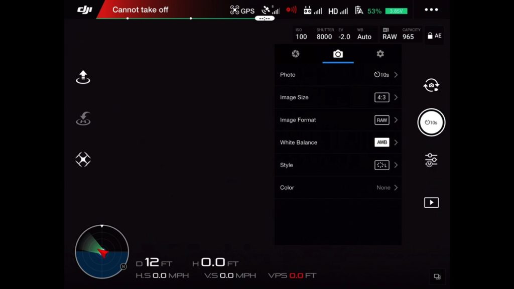 Photo Camera settings-DJI Go App Drone