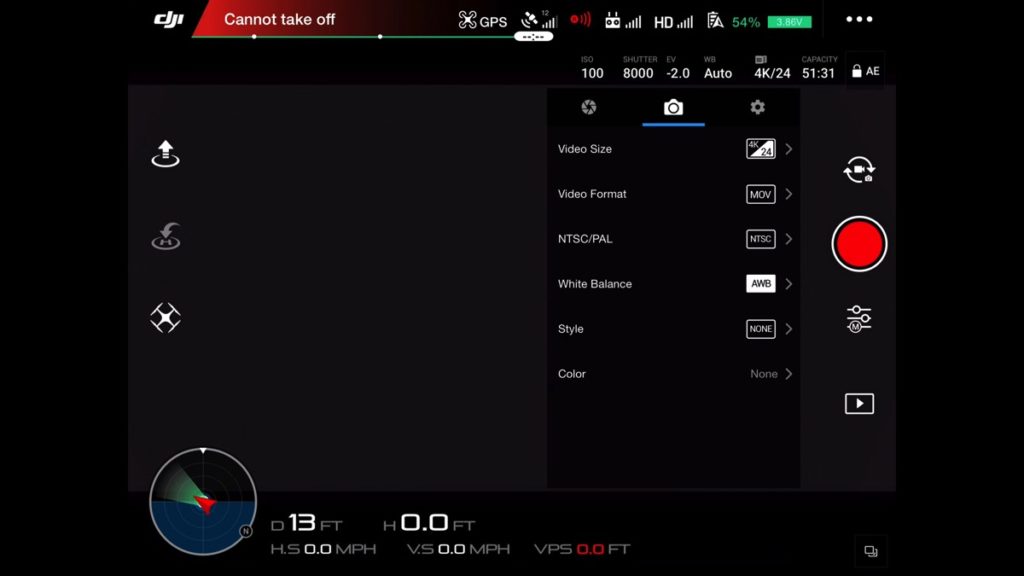 Video Camera Settings-DJI Go App Drone