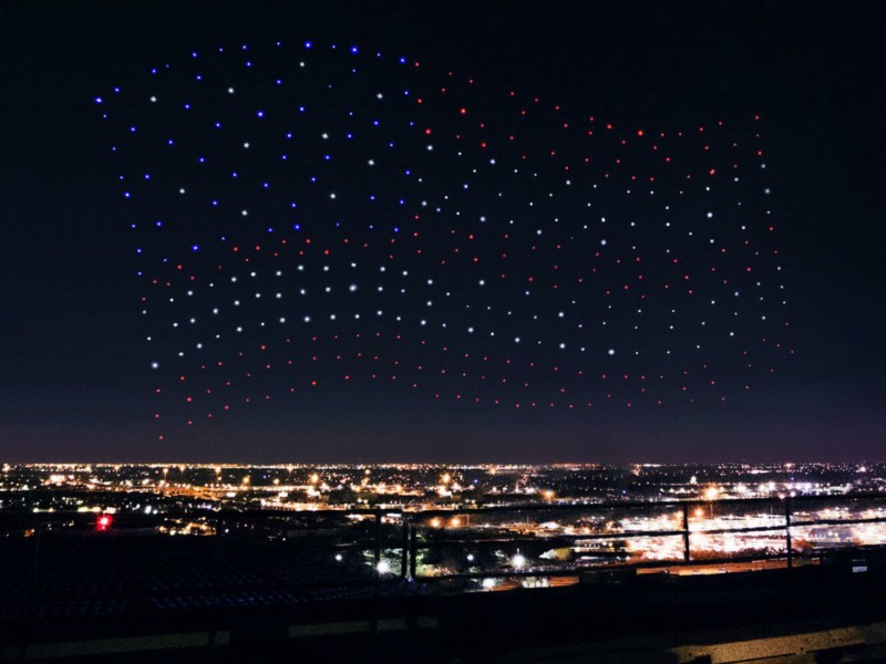 american flag intel superbowl drone